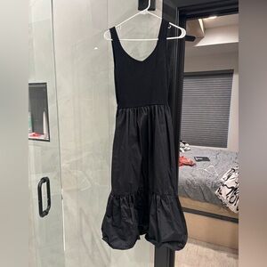 mittoshop Black Sleeveless Knit Dress with Ruffle Hem